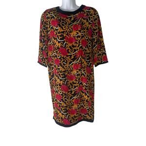 Papell Boutique Size 10 Black Pearl Rose Chain Midi Dress